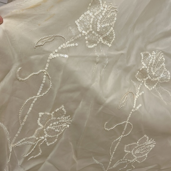 Vintage Cream Beaded Silk Wedding / Engagement Dress size small custom made - Picture 6 of 17